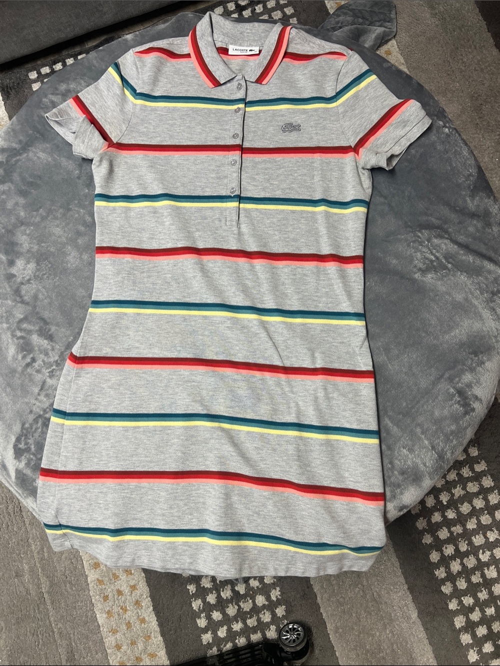 Lacoste Grey Striped Polo Dress